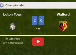 Luton Town defeats Watford 2-0 on Saturday. HIGHLIGHTS