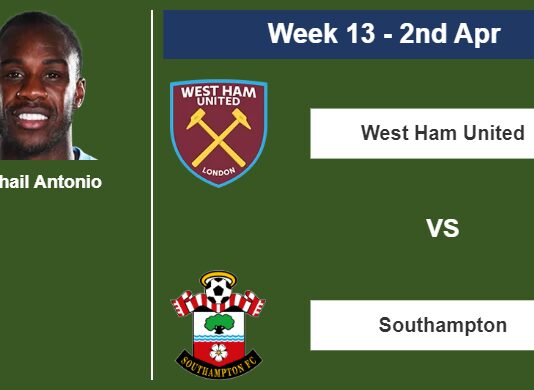 FANTASY PREMIER LEAGUE. Michail Antonio statistics before facing Southampton on Sunday 2nd of April for the 13th week.