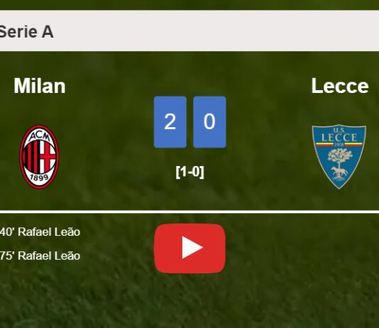 R. Leão scores 2 goals to give a 2-0 win to Milan over Lecce. HIGHLIGHTS