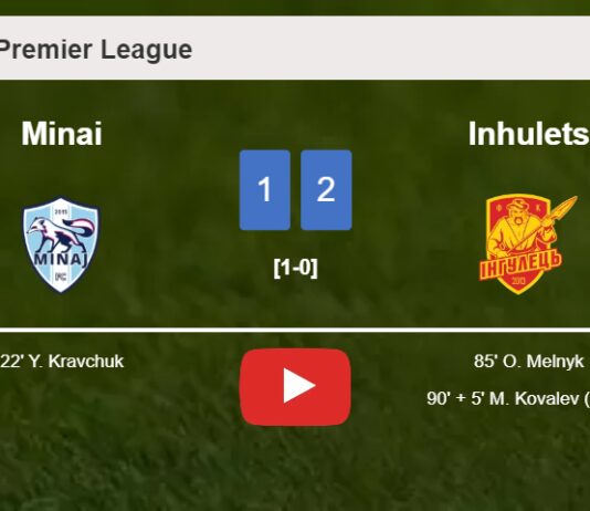 Inhulets recovers a 0-1 deficit to prevail over Minai 2-1. HIGHLIGHTS