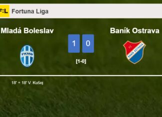Mladá Boleslav tops Baník Ostrava 1-0 with a goal scored by V. Kušej