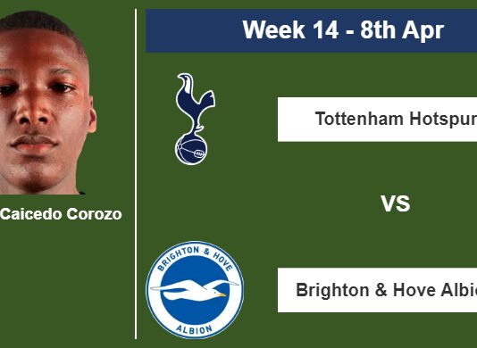 FANTASY PREMIER LEAGUE. Moisés Caicedo Corozo statistics before facing Tottenham Hotspur on Saturday 8th of April for the 14th week.