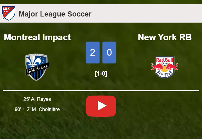 Montreal Impact conquers New York RB 2-0 on Saturday. HIGHLIGHTS