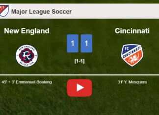 New England and Cincinnati draw 1-1 after Luciano Acosta didn't convert a penalty. HIGHLIGHTS