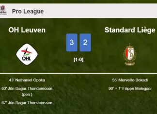 OH Leuven overcomes Standard Liège 3-2