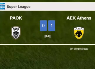 AEK Athens tops PAOK 1-0 with a goal scored by S. Araujo