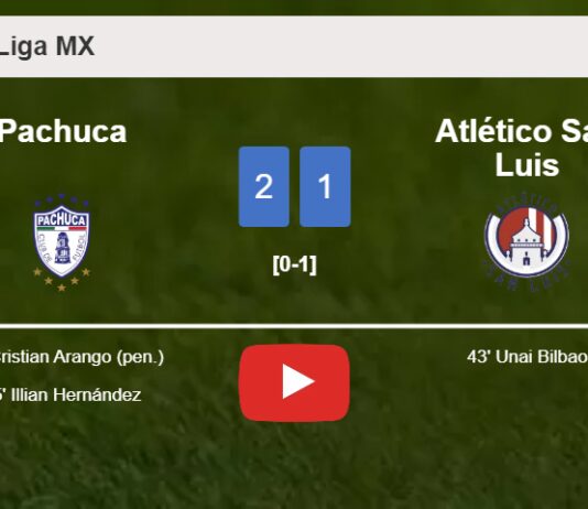 Pachuca recovers a 0-1 deficit to top Atlético San Luis 2-1. HIGHLIGHTS