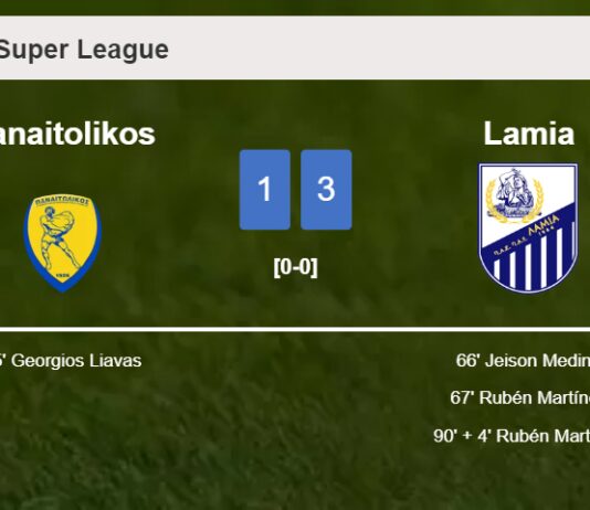 Lamia conquers Panaitolikos 3-1 after recovering from a 0-1 deficit