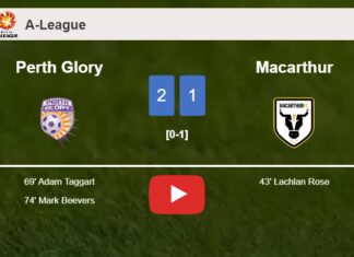 Perth Glory recovers a 0-1 deficit to top Macarthur 2-1. HIGHLIGHTS