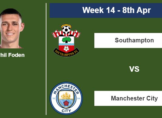 FANTASY PREMIER LEAGUE. Phil Foden statistics before facing Southampton on Saturday 8th of April for the 14th week.