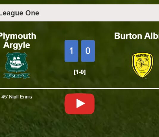 Plymouth Argyle overcomes Burton Albion 1-0 with a goal scored by N. Ennis. HIGHLIGHTS