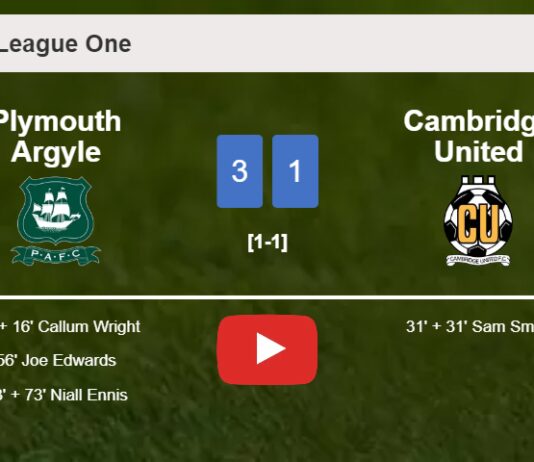 Plymouth Argyle tops Cambridge United 3-1. HIGHLIGHTS