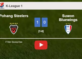 Pohang Steelers prevails over Suwon Bluewings 1-0 with a goal scored by K. Seung-Dae. HIGHLIGHTS