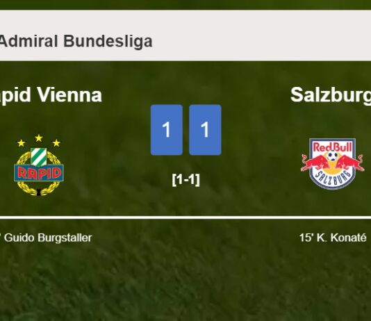 Rapid Vienna and Salzburg draw 1-1 on Wednesday