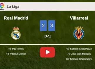 Villarreal beats Real Madrid 3-2 with 2 goals from S. Chukwueze. HIGHLIGHTS