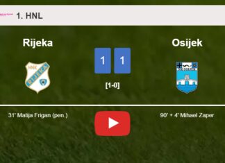 Osijek seizes a draw against Rijeka. HIGHLIGHTS