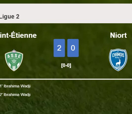 I. Wadji scores a double to give a 2-0 win to Saint-Étienne over Niort