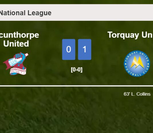 Torquay United beats Scunthorpe United 1-0 with a goal scored by L. Collins