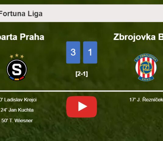 Sparta Praha conquers Zbrojovka Brno 3-1 after recovering from a 0-1 deficit. HIGHLIGHTS