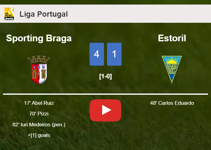 Sporting Braga liquidates Estoril 4-1 after playing a great match. HIGHLIGHTS