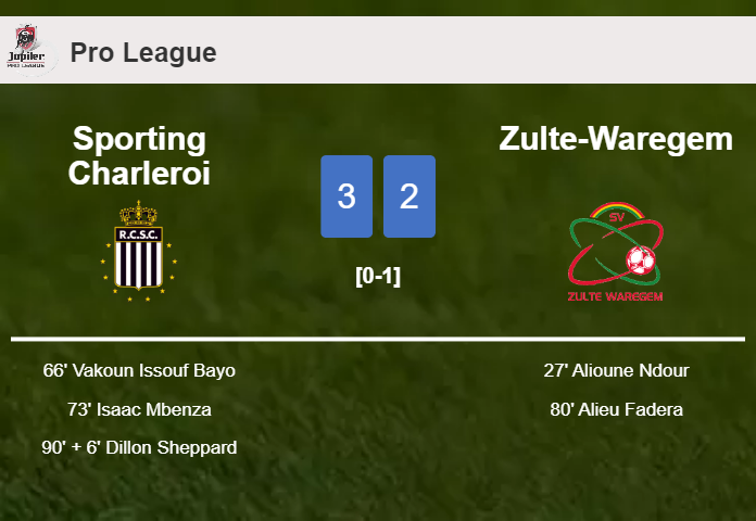 Sporting Charleroi conquers Zulte-Waregem 3-2