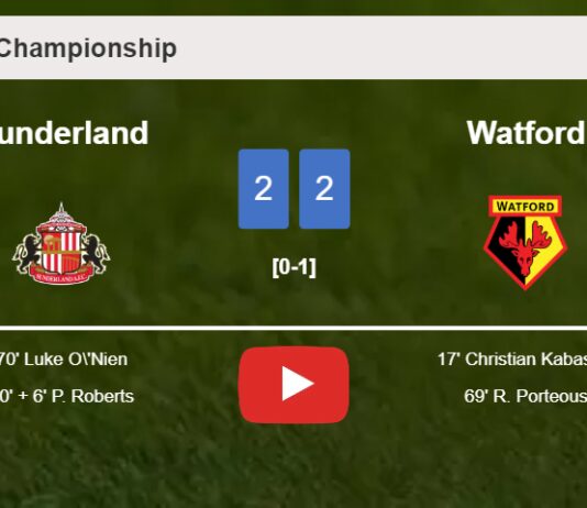 Sunderland manages to draw 2-2 with Watford after recovering a 0-2 deficit. HIGHLIGHTS