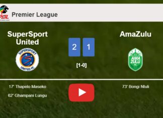 SuperSport United defeats AmaZulu 2-1. HIGHLIGHTS