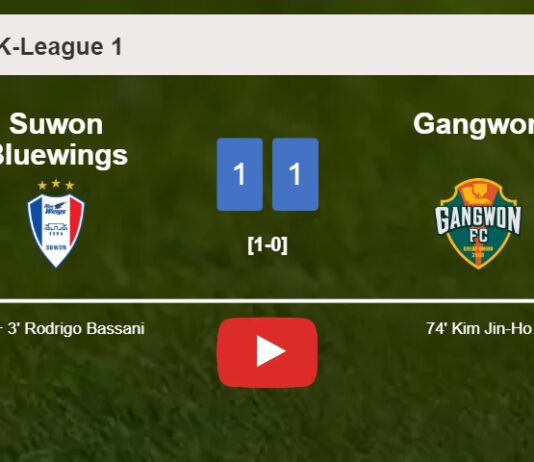 Suwon Bluewings and Gangwon draw 1-1 on Sunday. HIGHLIGHTS