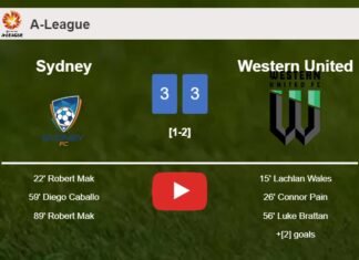 Sydney and Western United draws a exciting match 3-3 on Saturday. HIGHLIGHTS