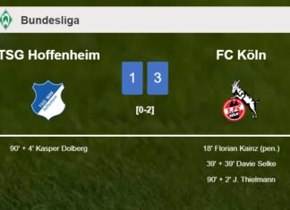 FC Köln beats TSG Hoffenheim 3-1