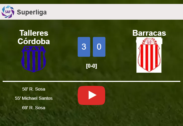 Talleres Córdoba estinguishes Barracas Central with 2 goals from R. Sosa. HIGHLIGHTS