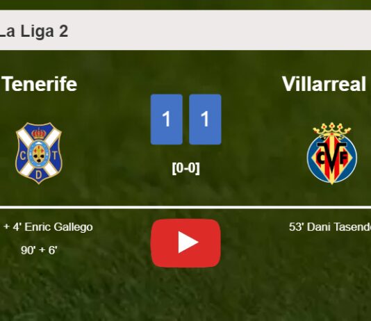 Tenerife and Villarreal II draw 1-1 on Saturday. HIGHLIGHTS