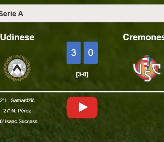 Udinese overcomes Cremonese 3-0. HIGHLIGHTS