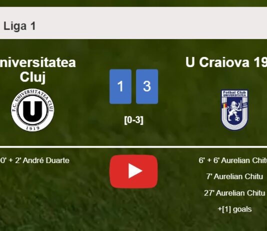 U Craiova 1948 conquers Universitatea Cluj 3-1 with 3 goals from A. Chitu. HIGHLIGHTS