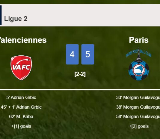 Paris beats Valenciennes 5-4 with 3 goals from M. Guilavogui