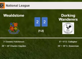 Wealdstone and Dorking Wanderers draw 2-2 on Saturday