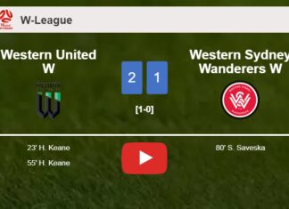 Western United W tops Western Sydney Wanderers W 2-1 with H. Keane scoring a double. HIGHLIGHTS