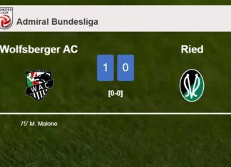 Wolfsberger AC conquers Ried 1-0 with a goal scored by M. Malone