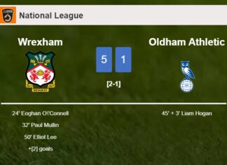 Wrexham obliterates Oldham Athletic 5-1 with a superb match
