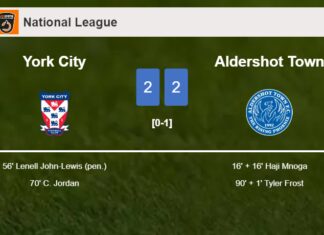York City and Aldershot Town draw 2-2 on Saturday