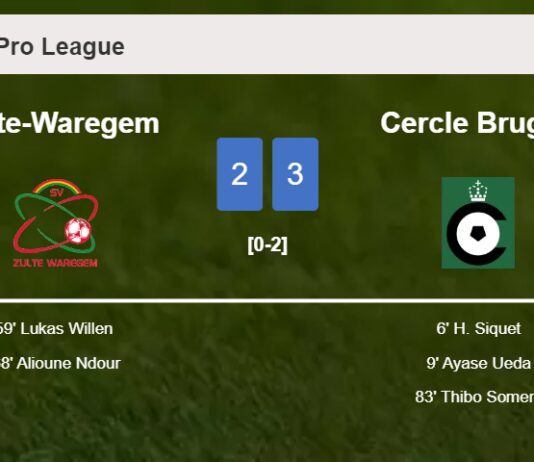 Cercle Brugge overcomes Zulte-Waregem 3-2