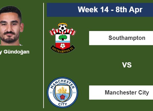 FANTASY PREMIER LEAGUE. İlkay Gündoğan statistics before facing Southampton on Saturday 8th of April for the 14th week.