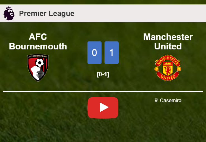 Manchester United tops AFC Bournemouth 1-0 with a goal scored by Casemiro. HIGHLIGHTS
