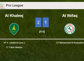 Al Khaleej recovers a 0-1 deficit to defeat Al Ittifaq 2-1