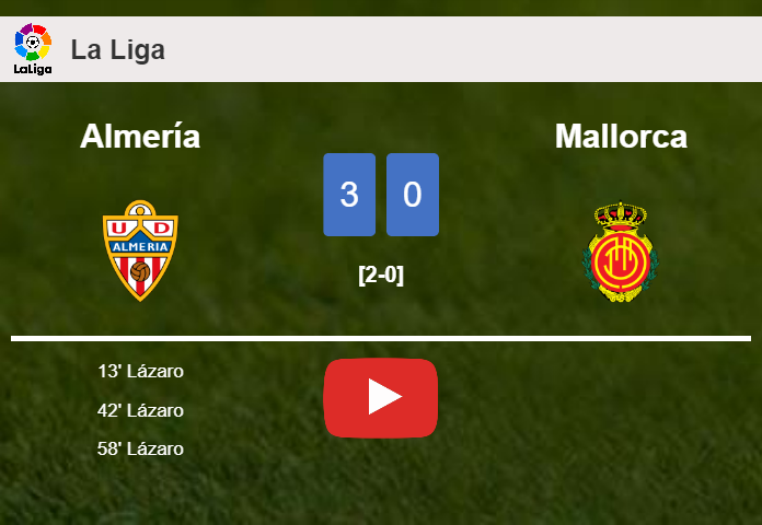 Almería liquidates Mallorca with 3 goals from Lázaro. HIGHLIGHTS