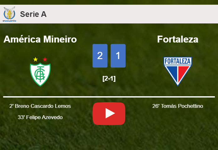América Mineiro overcomes Fortaleza 2-1. HIGHLIGHTS
