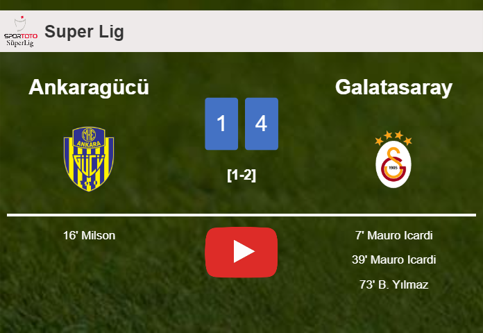 Galatasaray prevails over Ankaragücü 4-1. HIGHLIGHTS