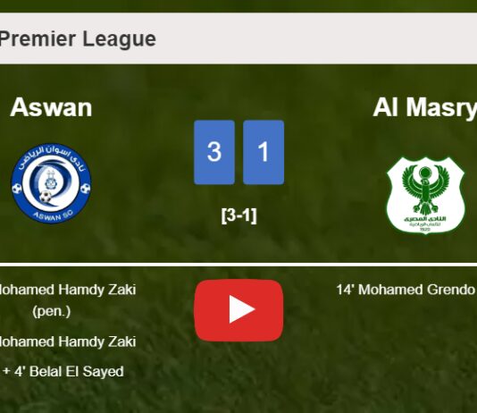 Aswan conquers Al Masry 3-1 after recovering from a 0-1 deficit. HIGHLIGHTS