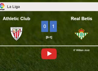 Real Betis defeats Athletic Club 1-0 with a goal scored by W. José. HIGHLIGHTS