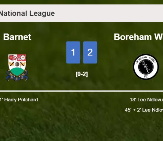 Boreham Wood tops Barnet 2-1 with L. Ndlovu scoring a double